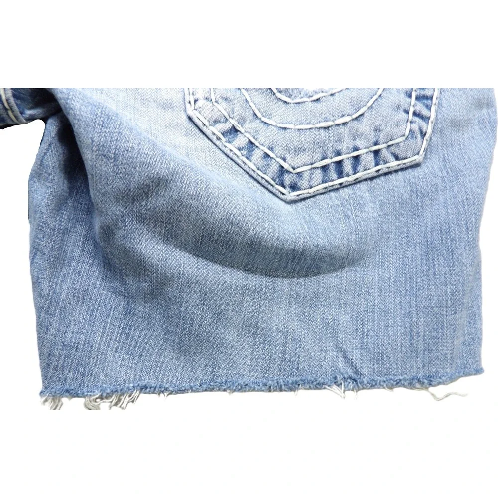 VTG Y2K True Religion Joey Super T Shorts Men 31 Distressed USA Light Wash Denim